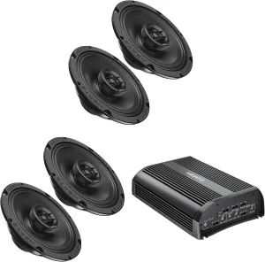 Hertz SP-4.500 D-Class 4 Channel Amplifier with 2 Pairs of SX-165-NEO SPL Show Series 6.5" Two-Way SPL Coaxial Speakers
