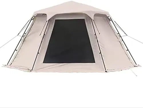 Hexagonal Outdoor Camping Tent with Spliceable Front Extension, 4-Season Large Family Glamping Tents with Sun Shelter Porch for Party, Hunting, Hiking