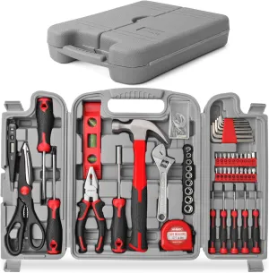 Hi-Spec 54pc Red Household Tool Kit – Essential DIY Hand Tool Set with Toolbox for Home, Garage, Office, Basic Repairs, First Apartment, New Home & Everyday Home Improvement