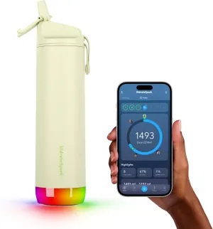 Hidrate Spark PRO Smart Water Bottle – Insulated Stainless Steel – Tracks Water Intake with Bluetooth, LED Glow Reminder When You Need to Drink – Straw Lid, 21 oz