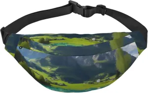 Highland Lake Scenery Men'S And Women'S Waist Pack, Crossbody Bag With Adjustable Belt For Running, Traveling, Sports, Hiking