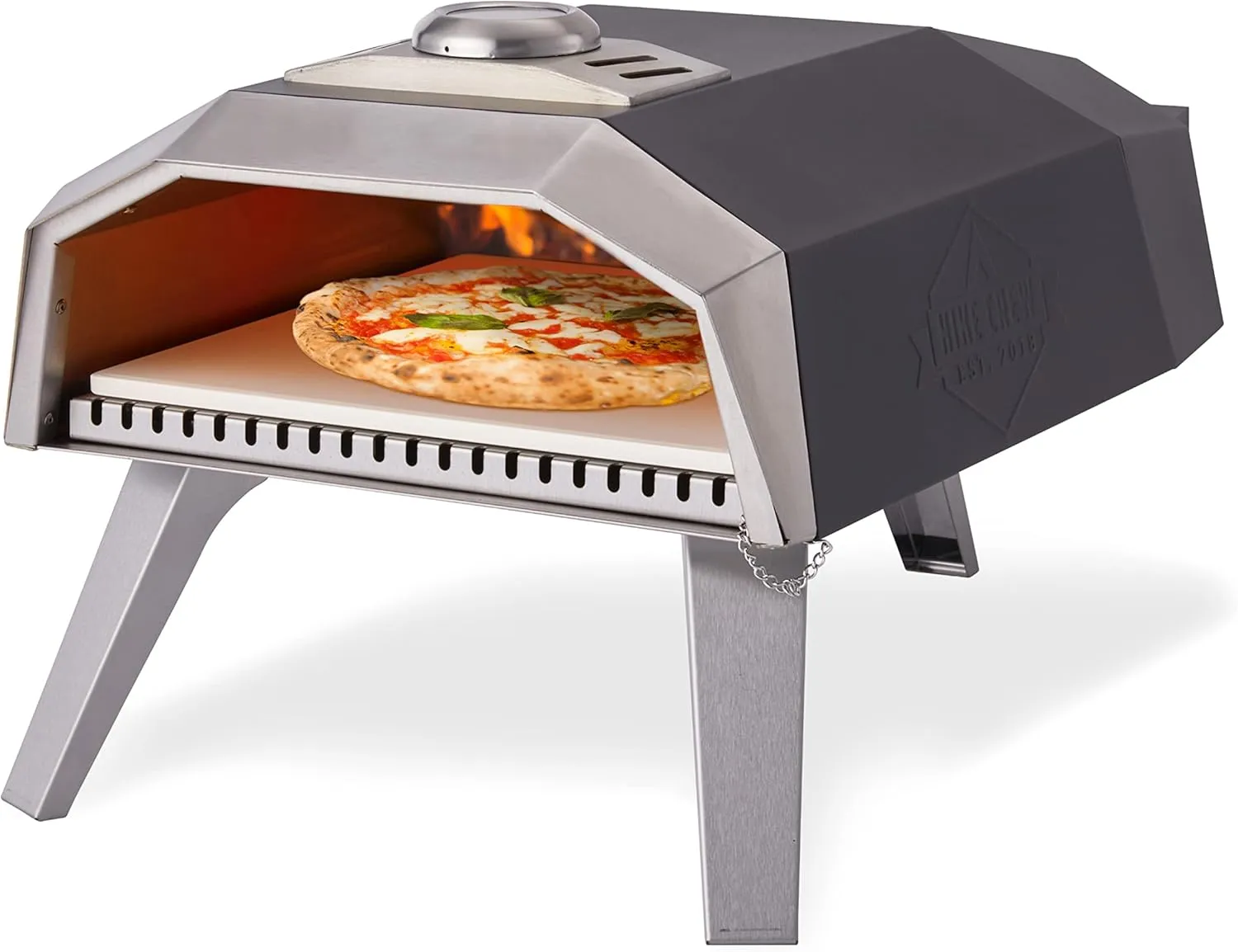 Hike Crew 12” Outdoor Propane Pizza Oven | Compact, Portable Personal Pizza Maker for Camping Kitchen with Flame Control Knob, Pizza Stone, Cutter, Peel, Thermometer, Gas Regulator, Hose & Carry Bag