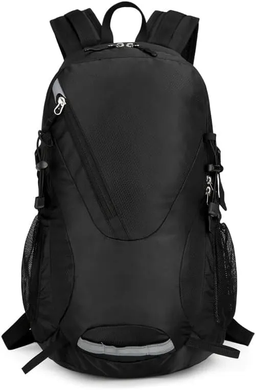 Hiking Backpack Outdoor Lightweight Daypack Large Capacity Travel Bag for Trekking Cycling and Casual with Breathable Straps (Black)