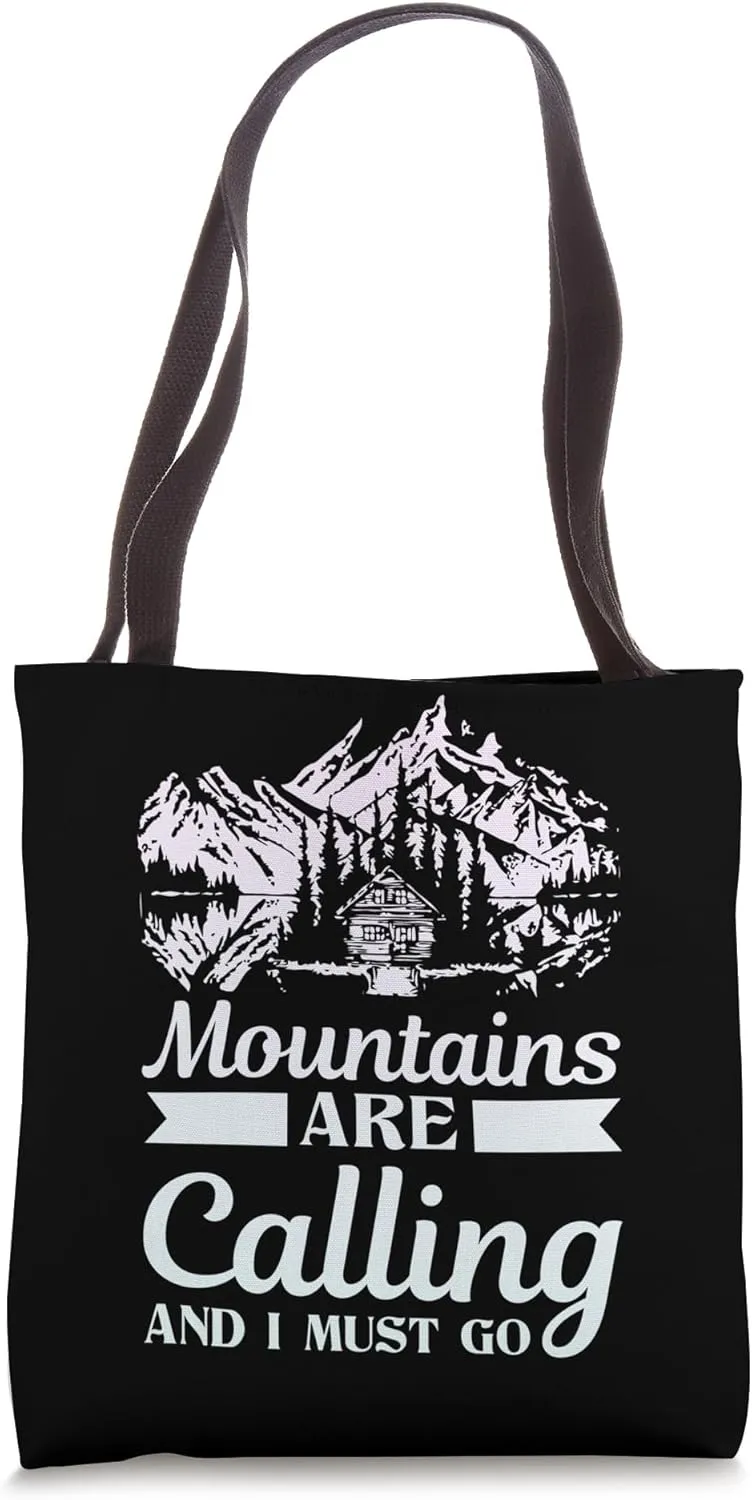 Hiking Saying, Mountain Lines, Alps Motif, Hiking. Tote Bag