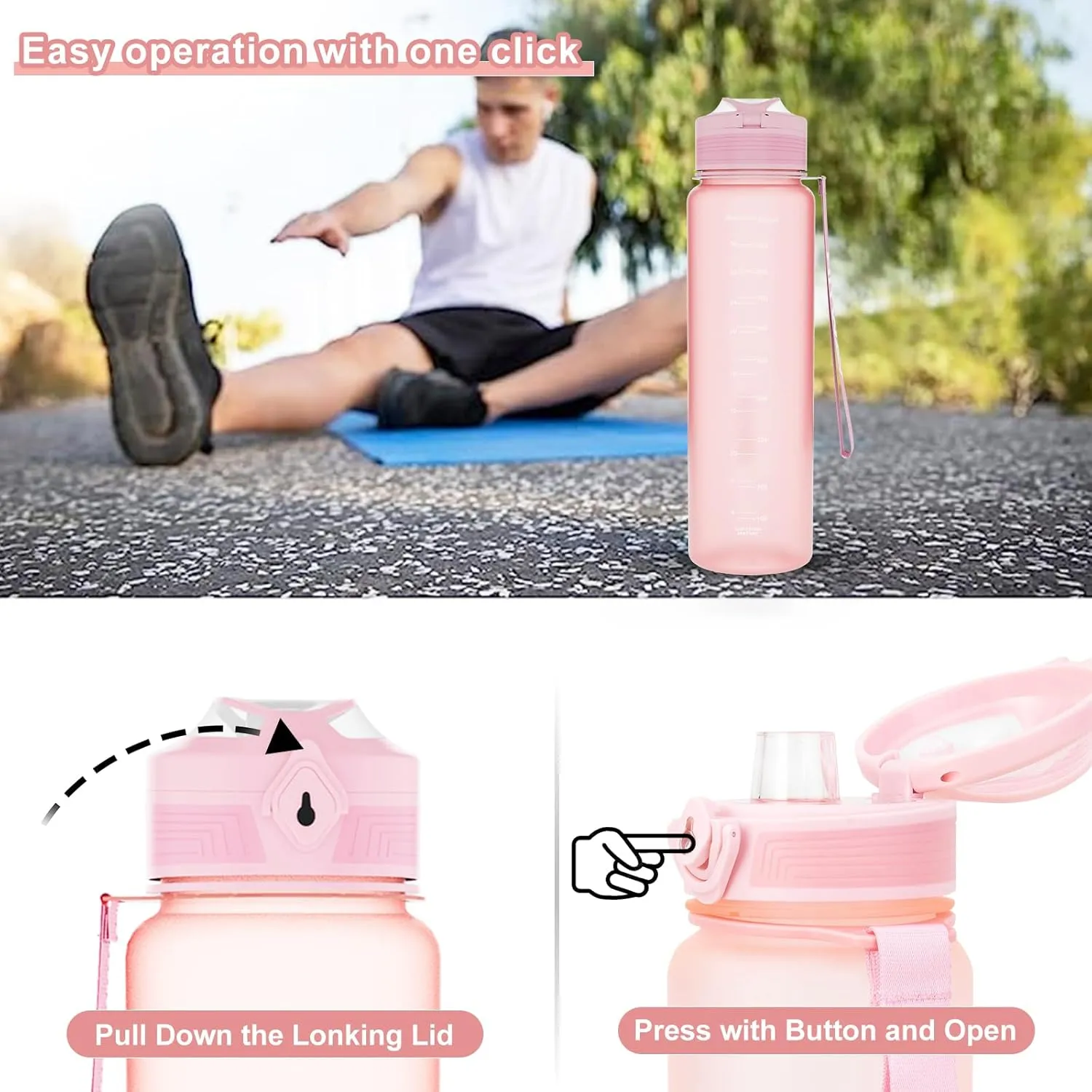 HITWAY 32 oz Sports Water bottle,BPA Free Drinks Water Bottles with Fruit Strainer,Leakproof Tritan BPA Free Non-Toxic Water Jug for Fitness,Gym,Sports,Outdoors,Cycling