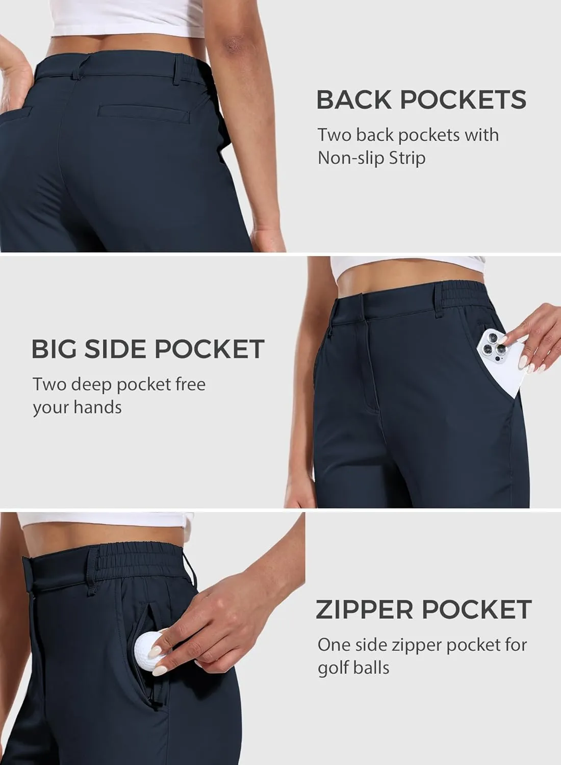 Hiverlay Women's Golf Bermuda Shorts 13" Knee Length Quick Dry Long Hiking Camping Shorts for Summer with 5 Pockets