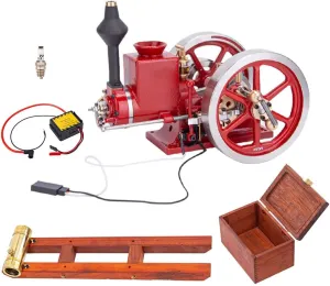 HM-01 Hit and Miss Engine Model Kit Set with Base, Fuel Tank, Oil Pipe, CDI Igniter, Spark Plug, 4-Stroke Horizontal Metal Engine That Works, Physical Experiment Kits for Adults (KIT)