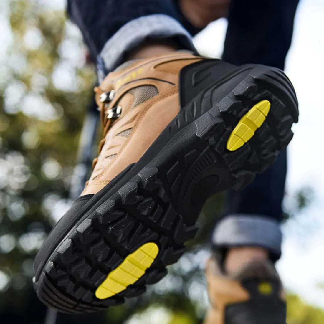 hongrenamz Mens Walking Waterproof Boots Hiking Lightweight Breathable Trekking Shoes