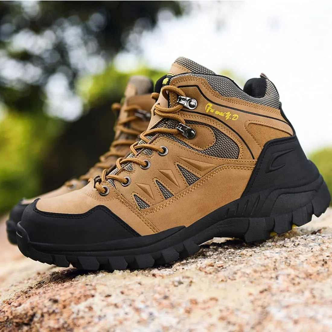 hongrenamz Mens Walking Waterproof Boots Hiking Lightweight Breathable Trekking Shoes