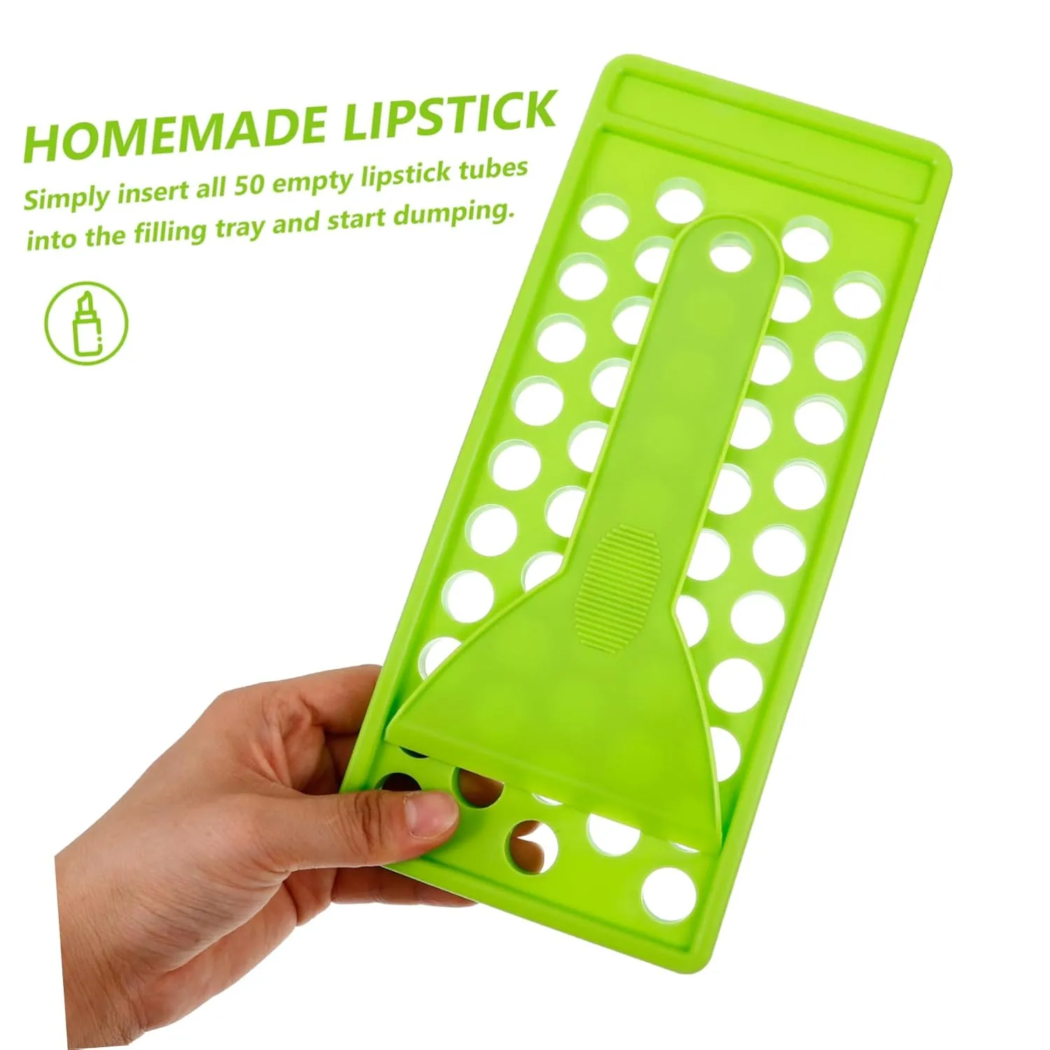 Housoutil 3pcs Lipstick Filling Mold Crafting Kit Containers Making Supplies Accessories Tray Lip Tint Lip Gloss Liners Clear DIY Supplies Plastic Green