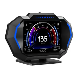 HUD Heads Up Display for Car, OBD GPS Multi-Data Monitor Digital Speedometer Head Up Display, Overspeed Alarm RPM Water Temperature Turbo Pressure Smart Gauge for Most Vehicles After 2008