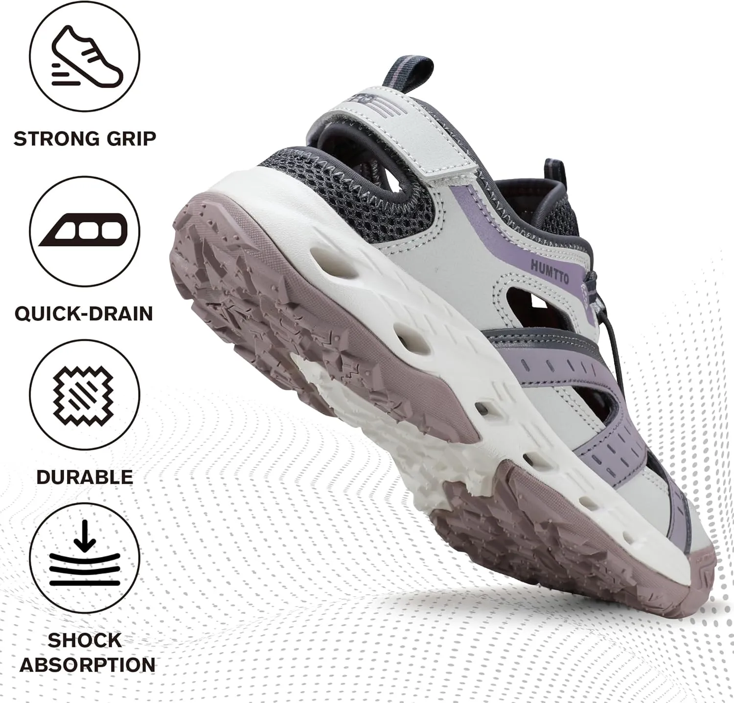HUMTTO Women's Amphibious Closed Toe Hiking Sandals Quick-Dry Water Shoes Non-Slip Athletic Adjustable Outdoor Fisherman Summer Beach Walking Travel Sandals