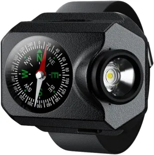 HXBER Multifunctional Wrist Light Flashlight Portable Cycle Light Reable Warning Lamp Waterproof with Compass 5 Modes for Cycle Hiking Mountaineering Night Running Emergency s, Black