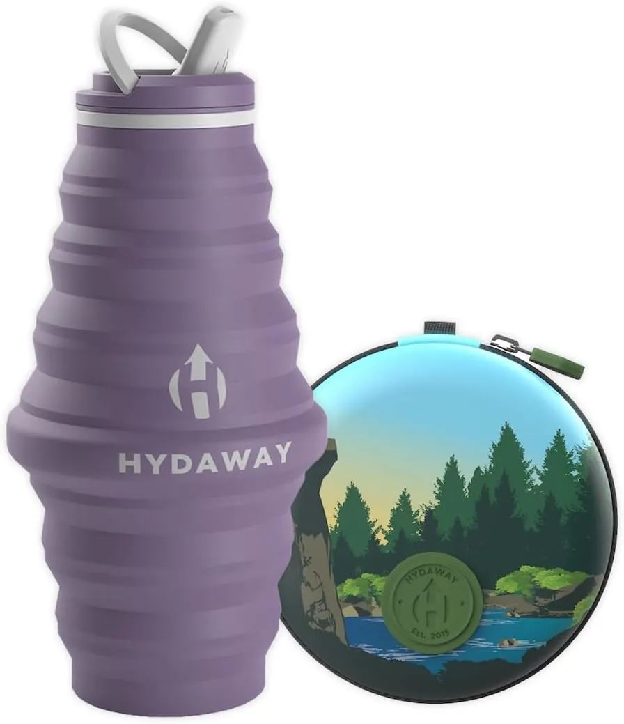 HYDAWAY Hydration Travel Pack - 25oz Collapsible Water Bottle with Flip-Top Lid and Protective Travel Case - BPA-Free, Leak-Resistant, Reusable Bottle for Travel, Hiking, and Daily Use
