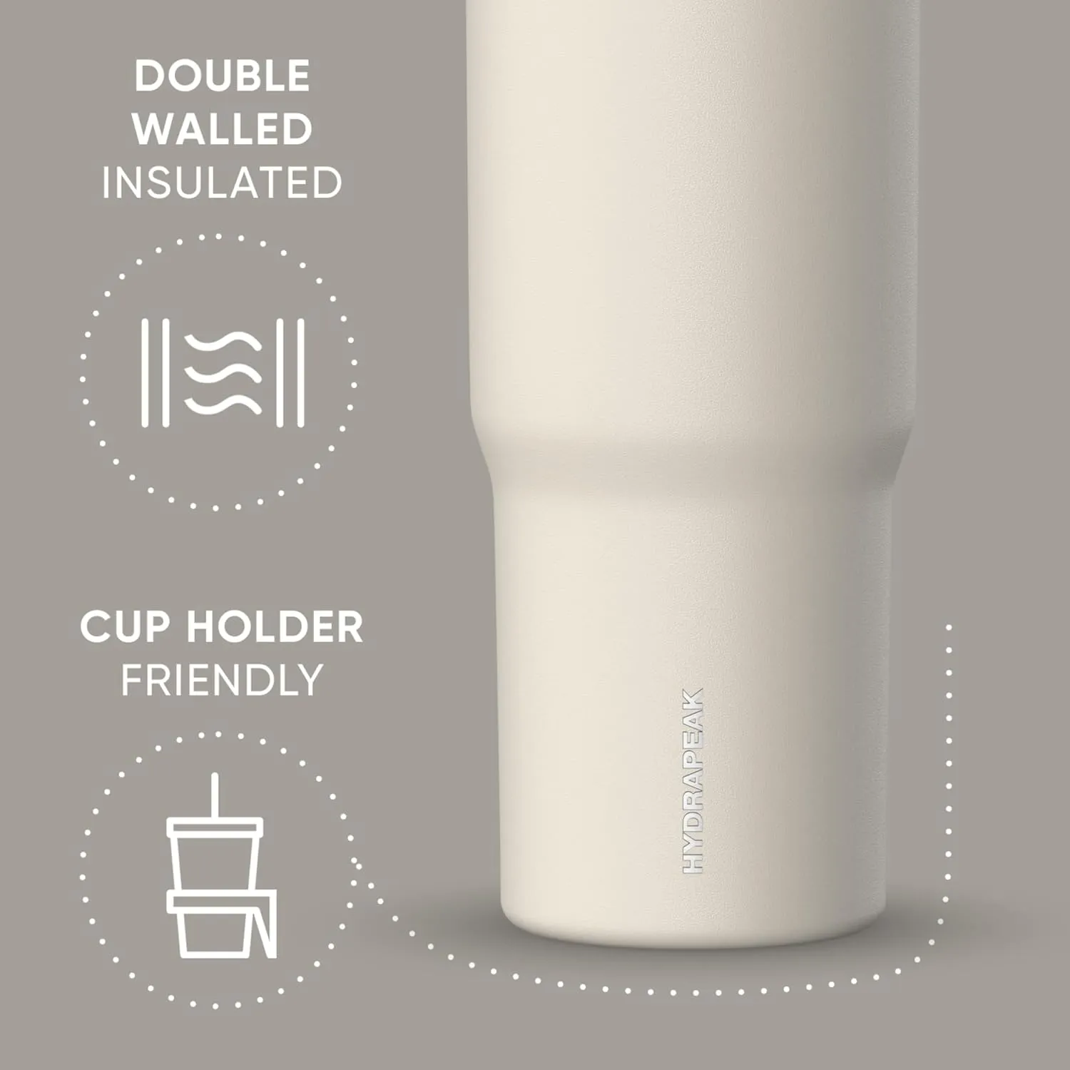 Hydrapeak Nomad 32 oz Tumbler with Handle and Straw Lid, Leakproof, Double Insulated, 32oz Cup Stainless Steel (Stone)