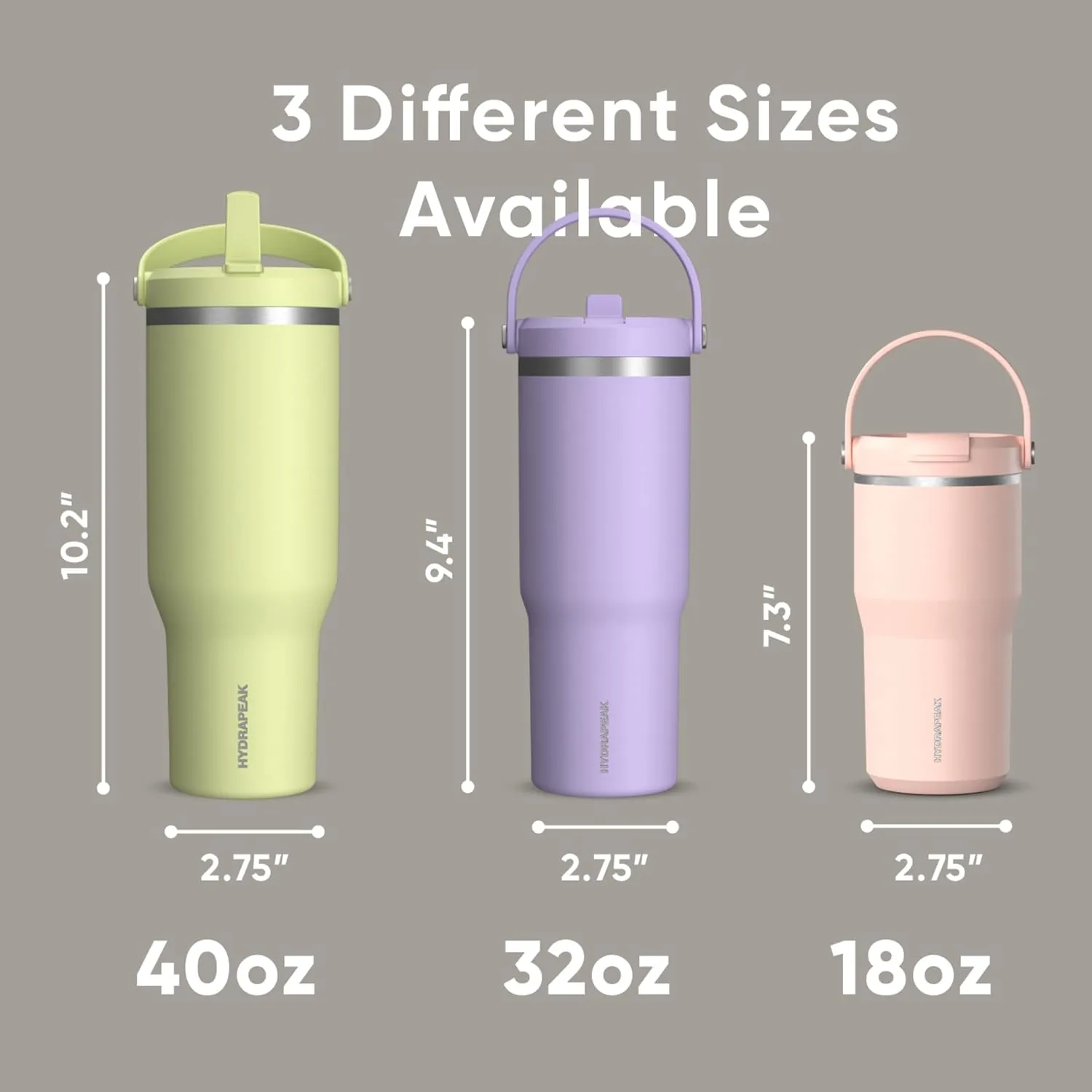 Hydrapeak Nomad 32 oz Tumbler with Handle and Straw Lid, Leakproof, Double Insulated, 32oz Cup Stainless Steel (Stone)