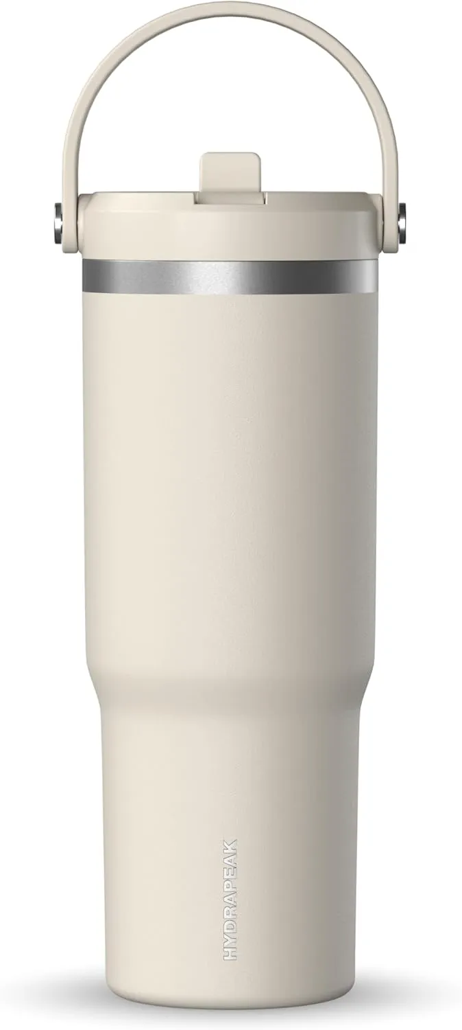 Hydrapeak Nomad 32 oz Tumbler with Handle and Straw Lid, Leakproof, Double Insulated, 32oz Cup Stainless Steel (Stone)