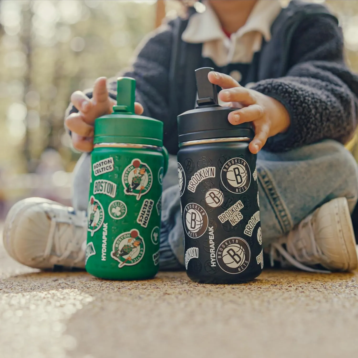 Hydrapeak x NBA Officially Licensed Utah Jazz 14oz Mini Kids Water Bottle with Straw Lid and Handle Reusable Stainless Steel Double Wall Insulated Spill Proof Sports Gift for Boys Girls