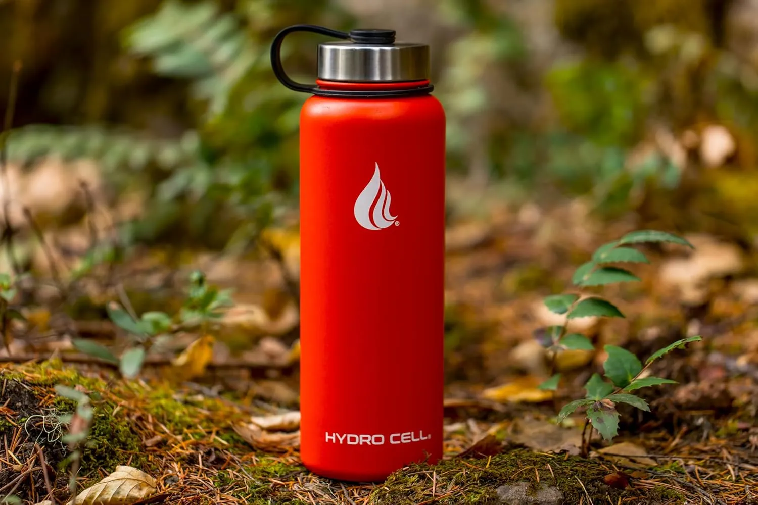 HYDRO CELL Stainless Steel Insulated Water Bottle with Straw - For Cold & Hot Drinks - Metal Vacuum Flask with Screw Cap and Modern Leakproof Sport Thermos for Adults (Mandarin 40oz)