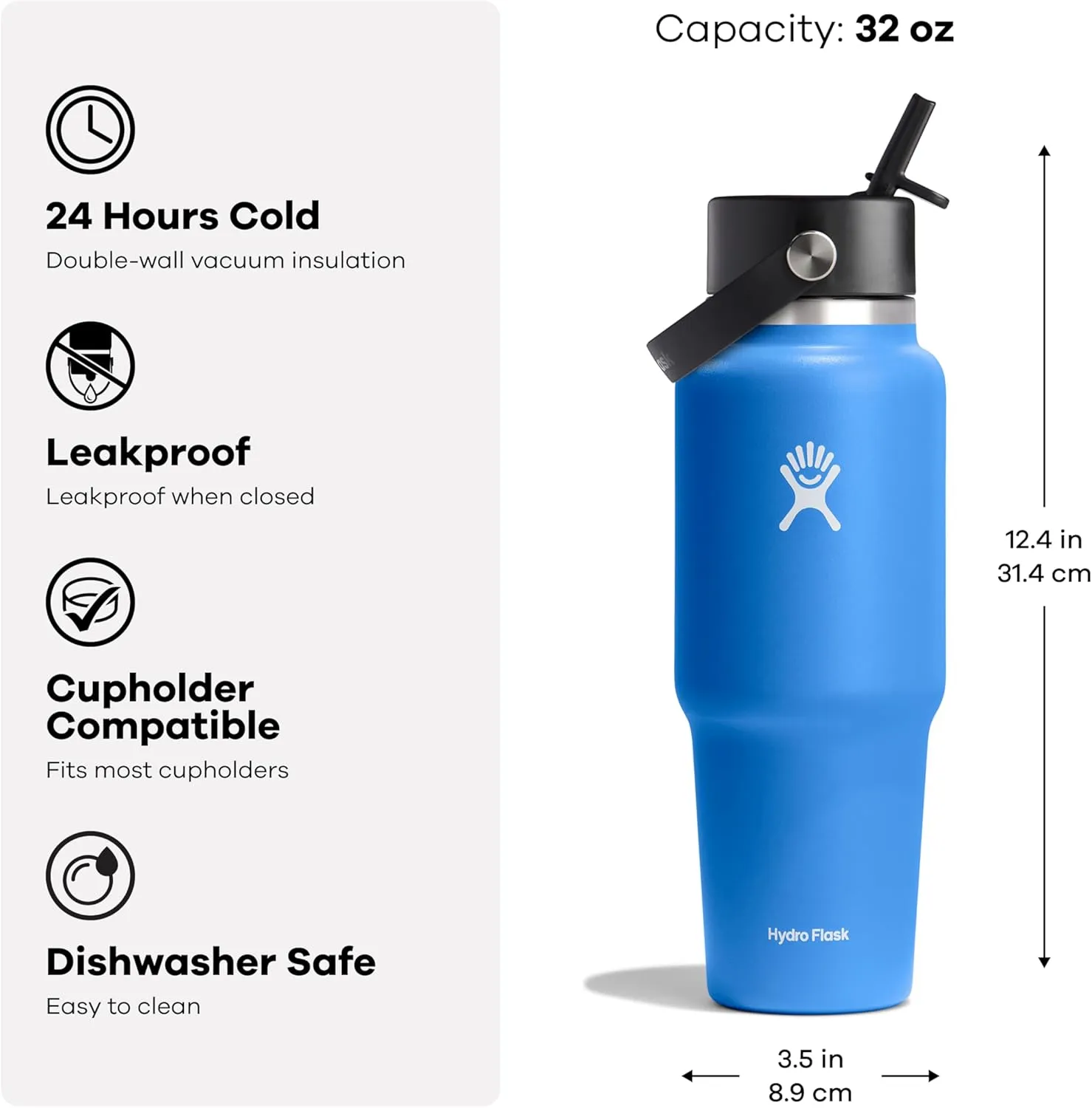 Hydro Flask 32 Oz Wide Flex Straw Travel Bottle Moonshadow