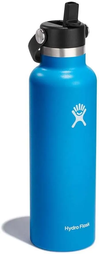 HYDRO FLASK - Water Bottle 621 ml (21 oz) - Vacuum Insulated Stainless Steel Water Bottle with Flex Straw Cap - BPA-Free - Standard Mouth - Pacific