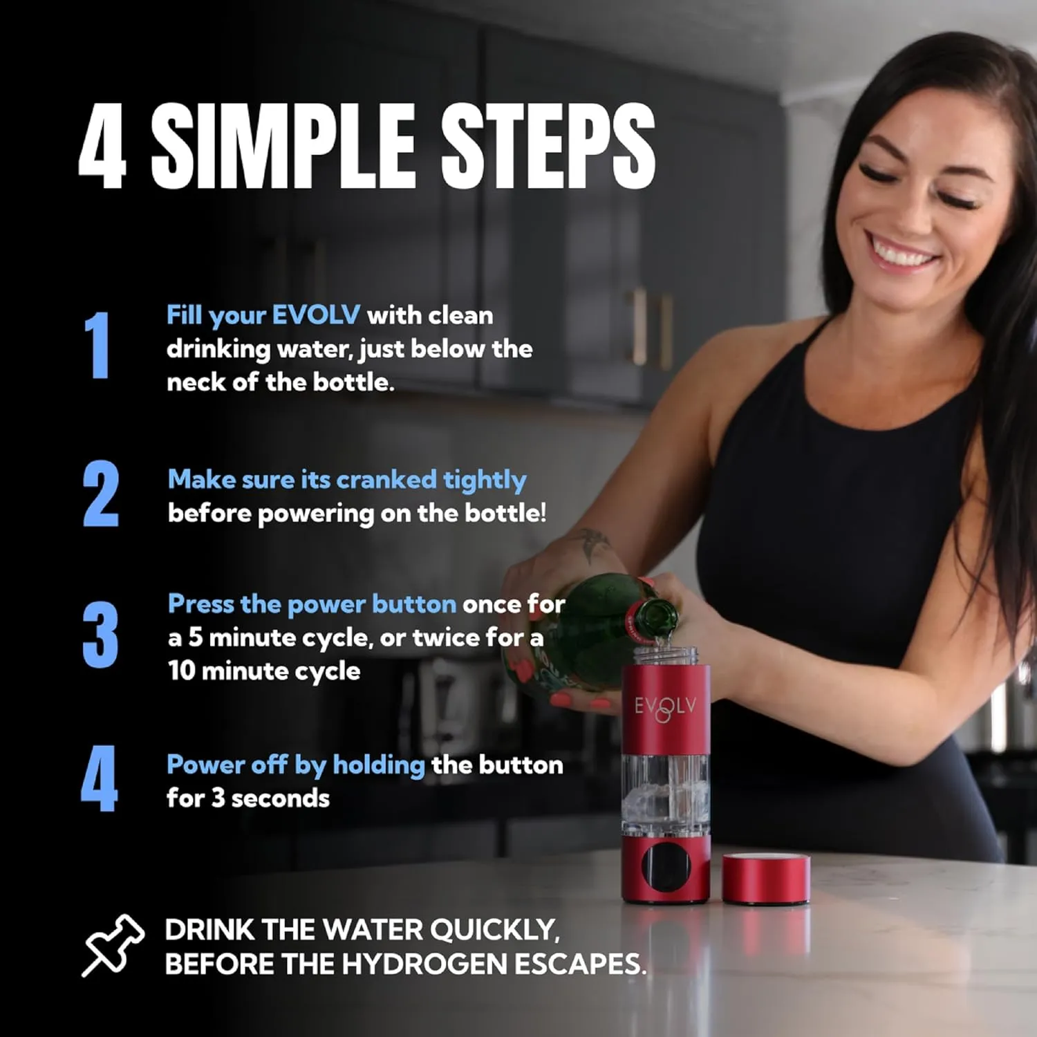 Hydrogen Water Bottle Generator – SPE & PEM Water Ionizer 5.42PPM, Highest H2 Concentration – Portable 8oz Hydrogenated Water Bottle – Leak-Proof Hydrogen Water Machine, Easy to Use – Carbon