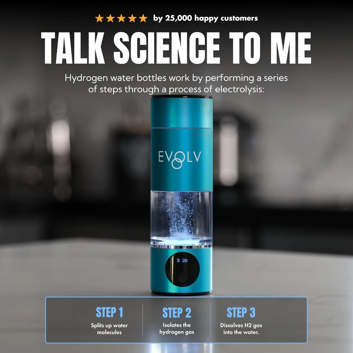 Hydrogen Water Bottle Generator – SPE & PEM Water Ionizer 5.42PPM, Highest H2 Concentration – Portable 8oz Hydrogenated Water Bottle – Leak-Proof Hydrogen Water Machine, Easy to Use – Turquoise