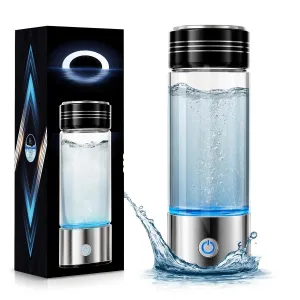 Hydrogen Water Bottle, Hydrogen Water Bottle Generator,Rechargeable Glass Hydrogen Bottle – Generates Molecular Hydrogen Water Without Hydrogen Water Tablets, 420ml Capacity for Travel & Home