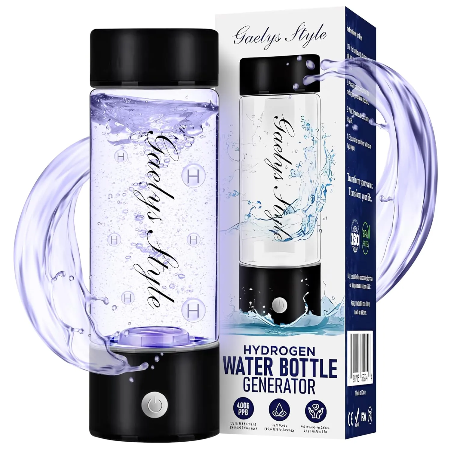 Hydrogen Water Generator Bottle [2025 Edition] – Portable Hydrogenated Water Bottle with PEM/SPE Tech, 4000 PPB in 3 Minutes, (449ml) Rechargeable Ionizer for Home, Office, Gym and Travel