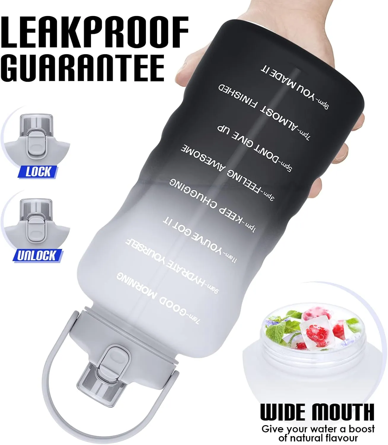 HydroPal 1 Gallon Water Bottles with Straw, 128 oz / 3.8L Water Bottle BPA Free Innovative 2-IN-1 Lid Gym Bottle with Times to Drink Motivational, Large for Sports Fitness Camping Water Jug One Gallon