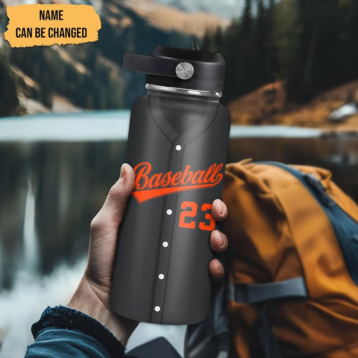 Hyturtle Personalized Baseball Water Bottle - Travel Insulated Stainless Steel Bottle with Leak-Proof Lid 18oz 32oz - Gift for Men, Boys, Baseball Lovers, Players, Coaches - Birthday & Christmas Gift