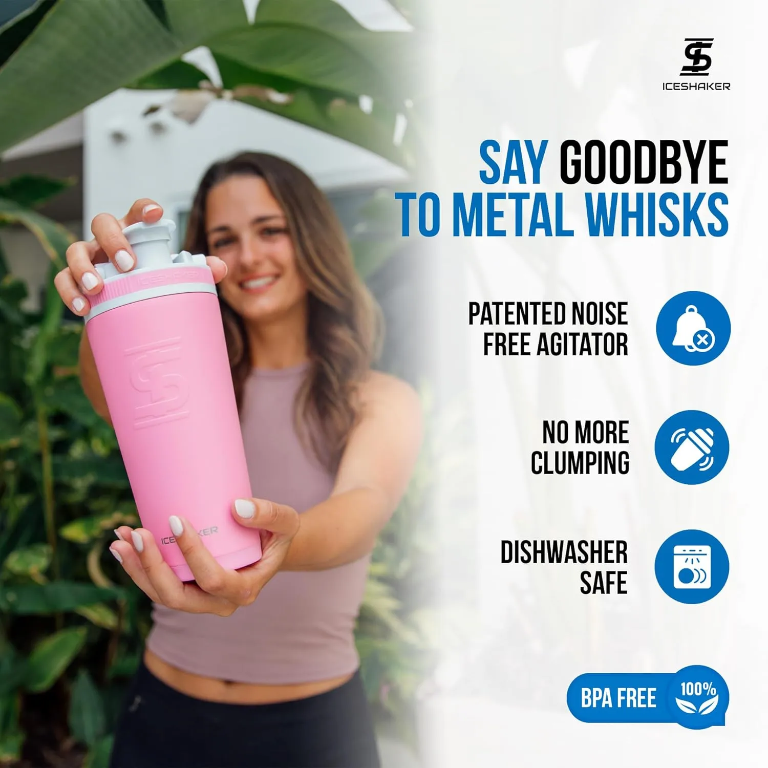 Ice Shaker Insulated Stainless Steel Shaker Bottle | 26oz, Pink | Cold for 30  Hours | Insulated Cup with Twist-on Agitator | Odor-Free Bottle for Protein Shakes, Water, Smoothies, Cocktails