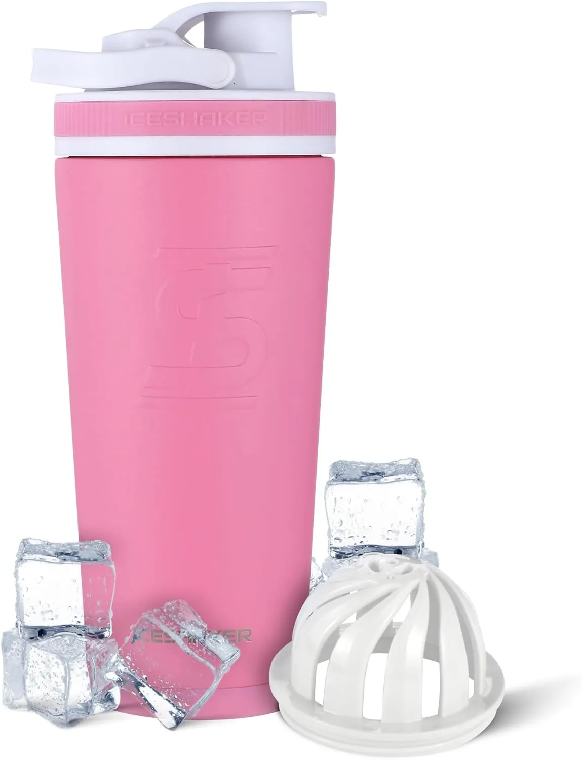 Ice Shaker Insulated Stainless Steel Shaker Bottle | 26oz, Pink | Cold for 30  Hours | Insulated Cup with Twist-on Agitator | Odor-Free Bottle for Protein Shakes, Water, Smoothies, Cocktails