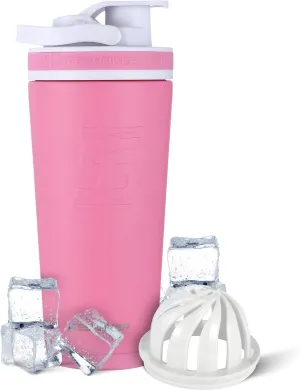 Ice Shaker Insulated Stainless Steel Shaker Bottle | 26oz, Pink | Cold for 30  Hours | Insulated Cup with Twist-on Agitator | Odor-Free Bottle for Protein Shakes, Water, Smoothies, Cocktails