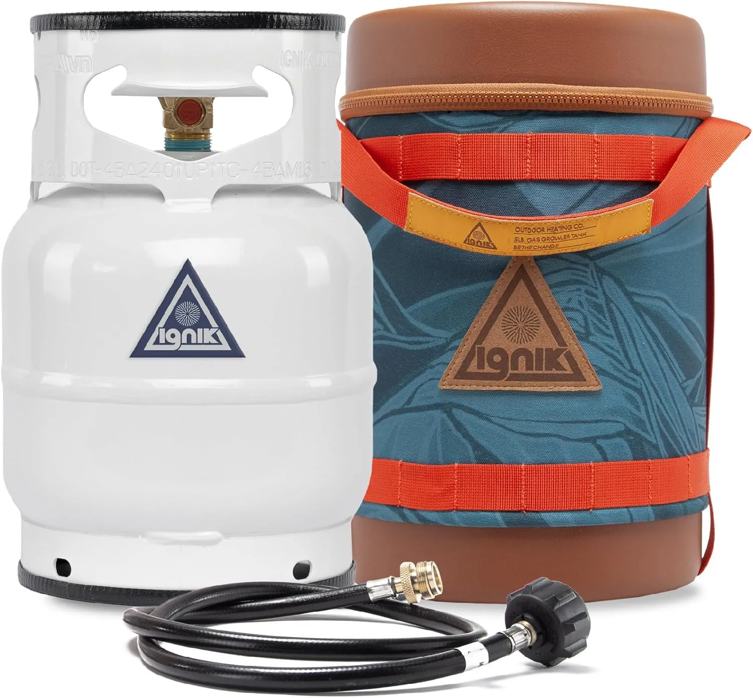 Ignik Refillable Gas Growler Deluxe 5-Pound Propane Tank with Carry Case and Adapter Hose
