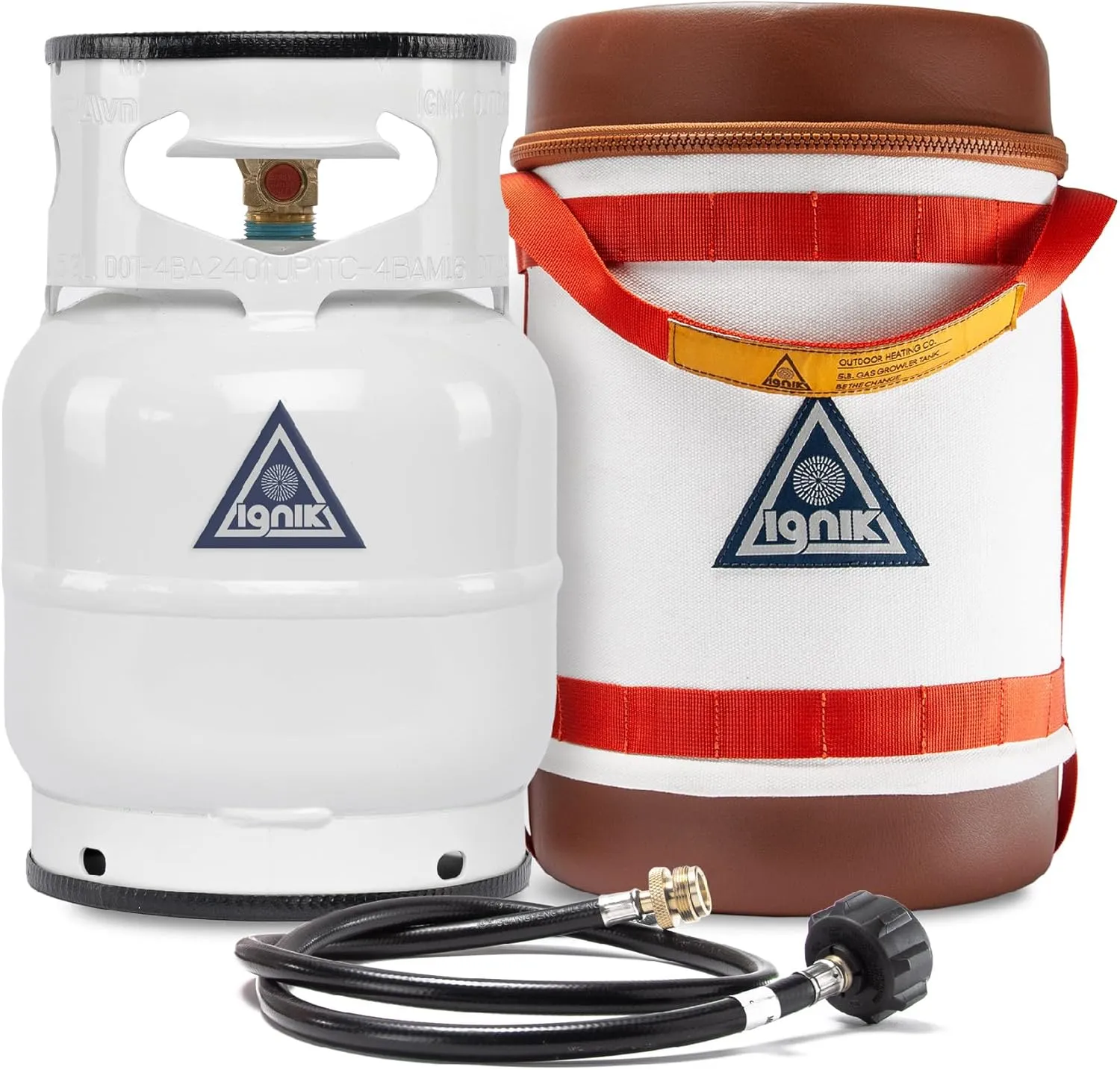 Ignik Refillable Gas Growler Deluxe 5-Pound Propane Tank with Carry Case and Adapter Hose