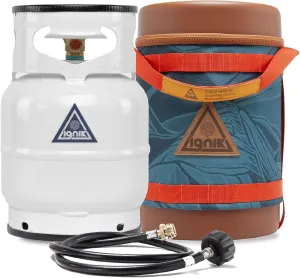 Ignik Refillable Gas Growler Deluxe 5-Pound Propane Tank with Carry Case and Adapter Hose