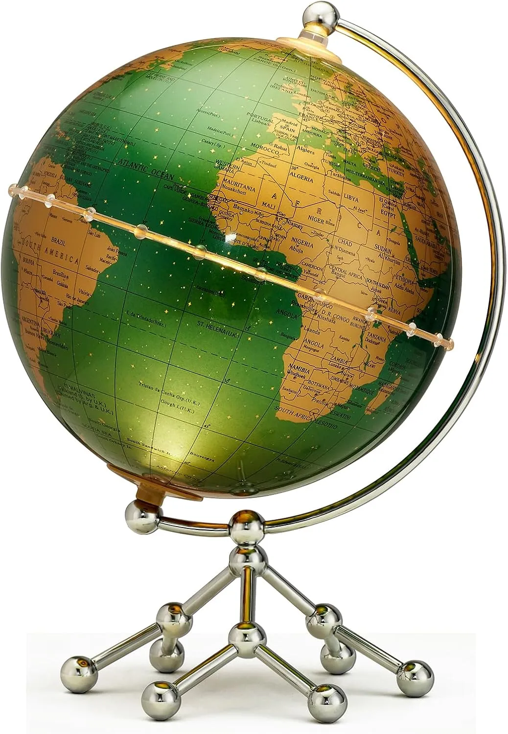 Illuminated World Globe with Stand,8-Inch World Globe for Kids & Adults Learning,Globe Lamp with Built-In LED,Light Up Globe for Home Décor and Office Desktop