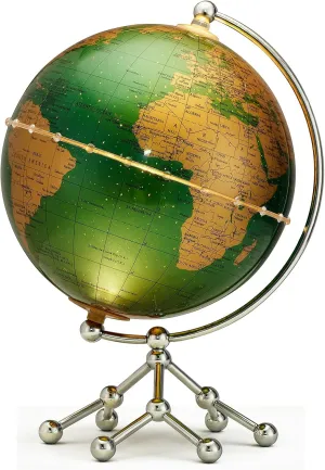 Illuminated World Globe with Stand,8-Inch World Globe for Kids & Adults Learning,Globe Lamp with Built-In LED,Light Up Globe for Home Décor and Office Desktop