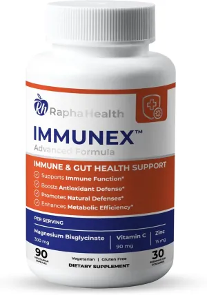 Immunex - Immune and Wellness Support | Gut & Antioxidant Booster | Magnesium, Selenium, Zinc, Vitamin C, Ashwagandha | 90 Capsules - 30 Servings