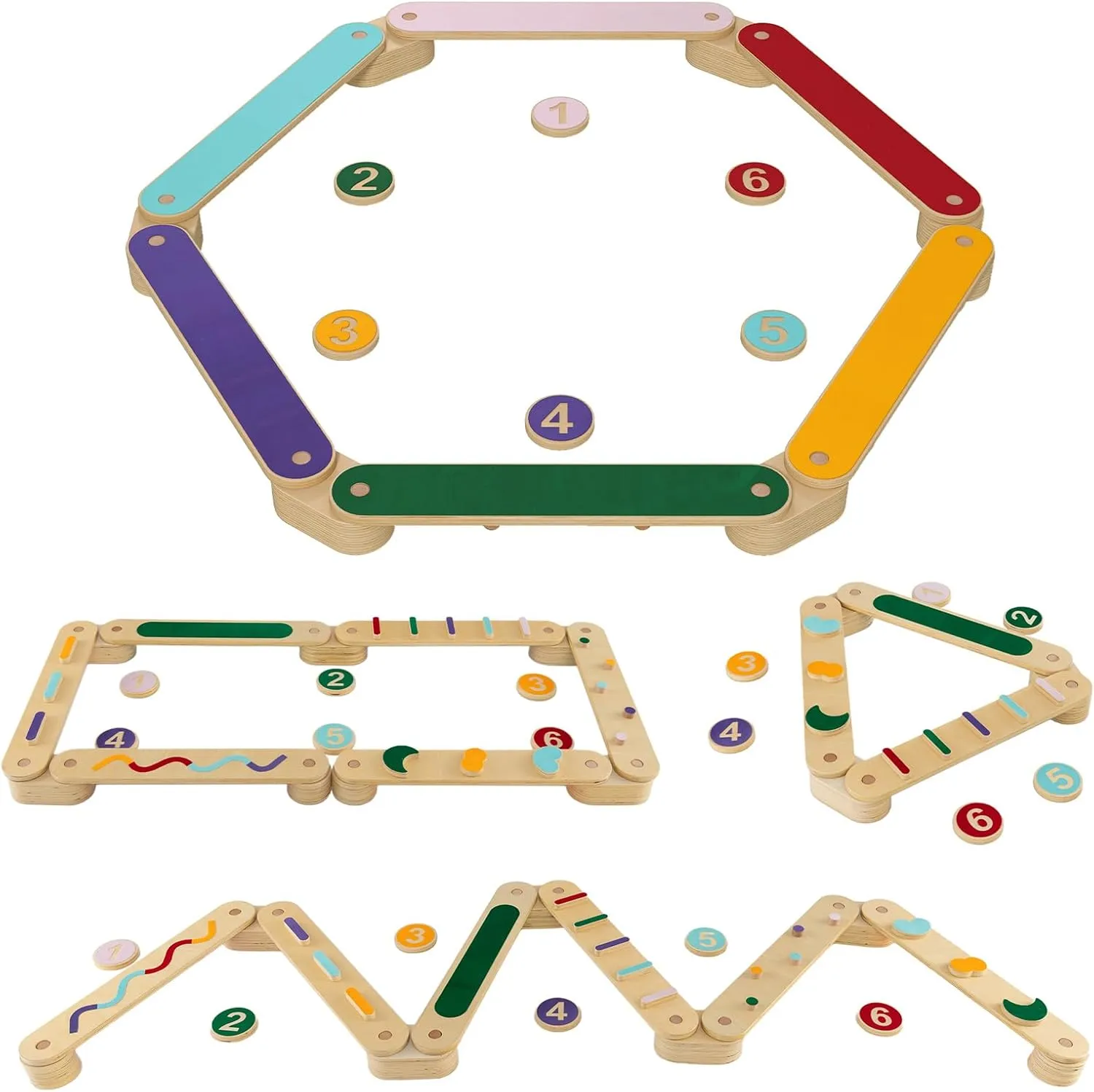 INFANS Kids Balance Beam Stepping Stones Set, 20 PCS Montessori Obstacle Course for Toddler Indoor Outdoor, Non Slip Rubber Base, Gymnastics Toy, Build Coordination Gross Motor Skills
