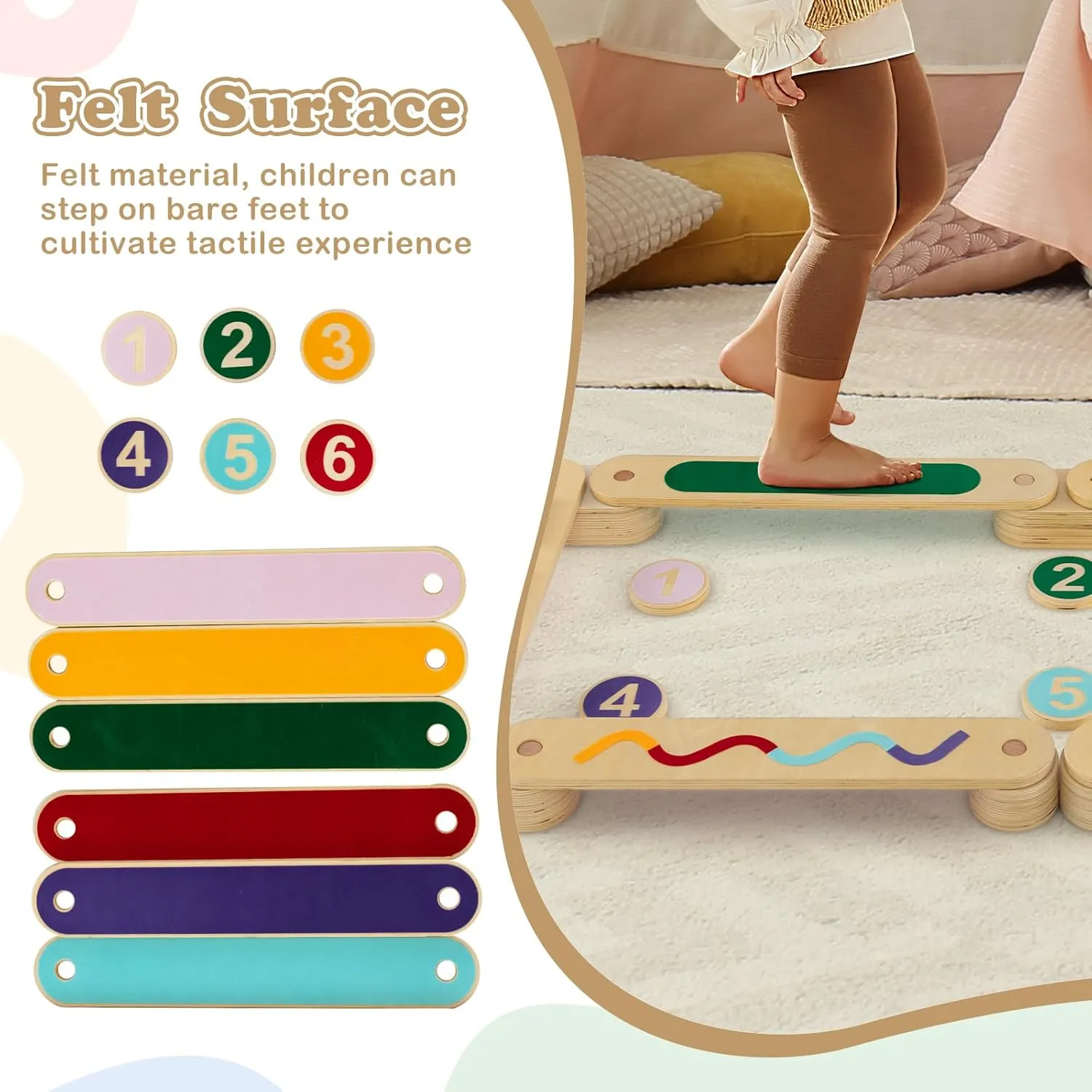 INFANS Kids Balance Beam Stepping Stones Set, 20 PCS Montessori Obstacle Course for Toddler Indoor Outdoor, Non Slip Rubber Base, Gymnastics Toy, Build Coordination Gross Motor Skills