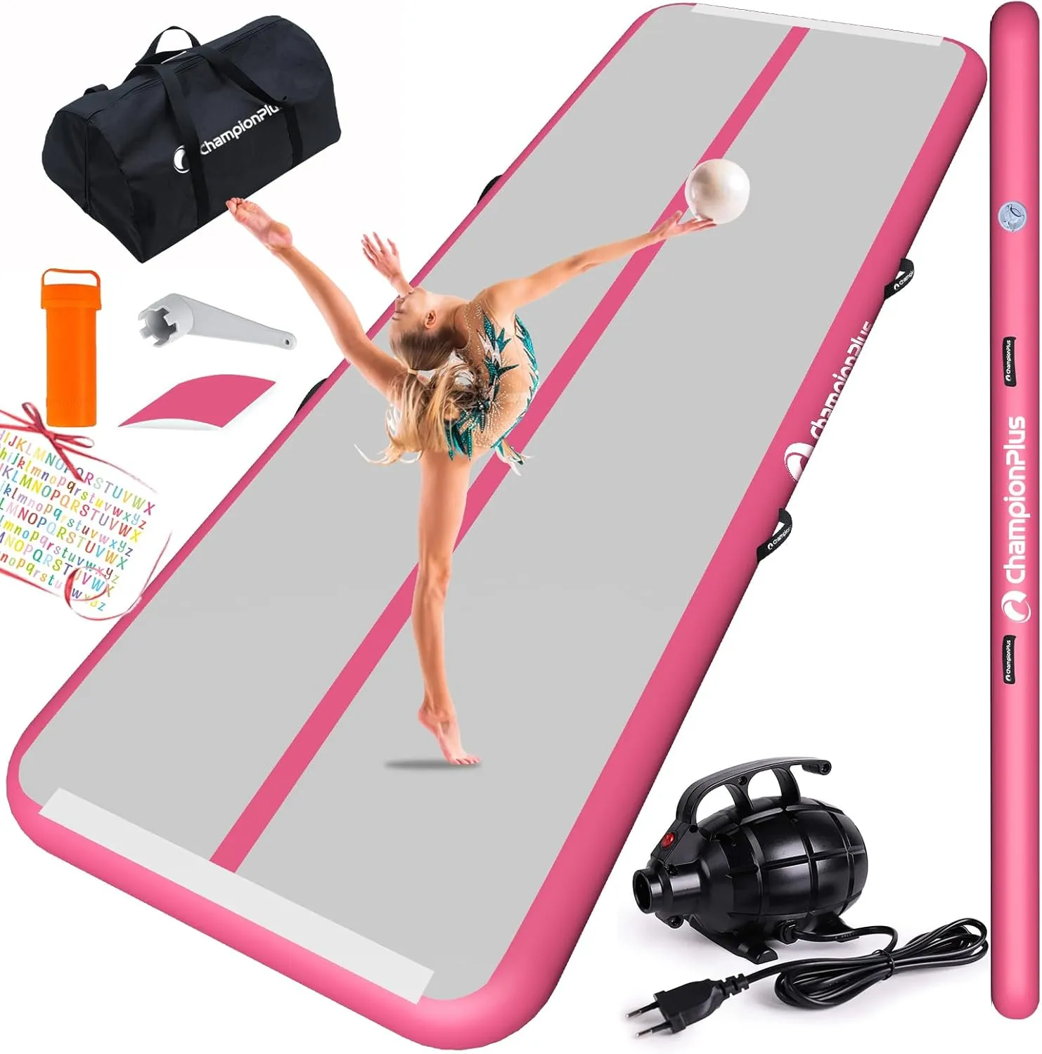 Inflatable Air Tumbling Mat Gymnastics Tumble track 4/8 inches Thickness Air Mats for Home Use/Training/Cheerleading/Water Yoga 10ft 13ft 16ft 20ft with Electric Air Pump