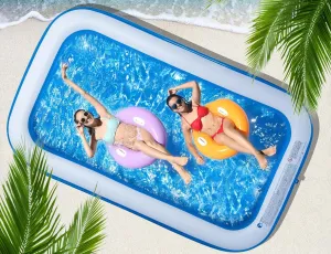 Inflatable Swimming Pool 120" X72" X20" Family Swim Center for Kids Full-Sized Lounge Pool for Kids Adults Easy Set for Backyard Summer Water Party Outdoor Kiddie Pools