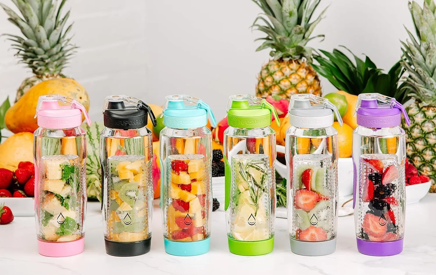 Infusion Pro 32 oz Fruit Infuser Water Bottle with Straw Lid : Insulated Sleeve : 50 Recipe Fruit Infusion eBook : Bottom Loading, Large Water Infuser for More Flavor : Unique Gift Idea