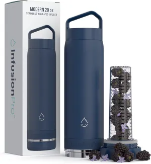 Infusion Pro Fruit Infuser Water Bottle Vacuum Insulated (20 oz) Stainless Steel : Fruit Infusion Recipe eBook : Bottom Loading Water Infuser for More Flavor : Easy Cleaning : Great Gift Water Bottle