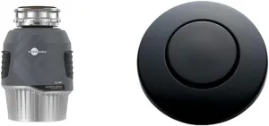 InSinkErator EVOLUTION 1HP 1 HP, Advanced Series Continuous Feed Food Waste Garbage Disposal, Gray & STC-MTBLK Push SinkTop Switch Button, Matte Black