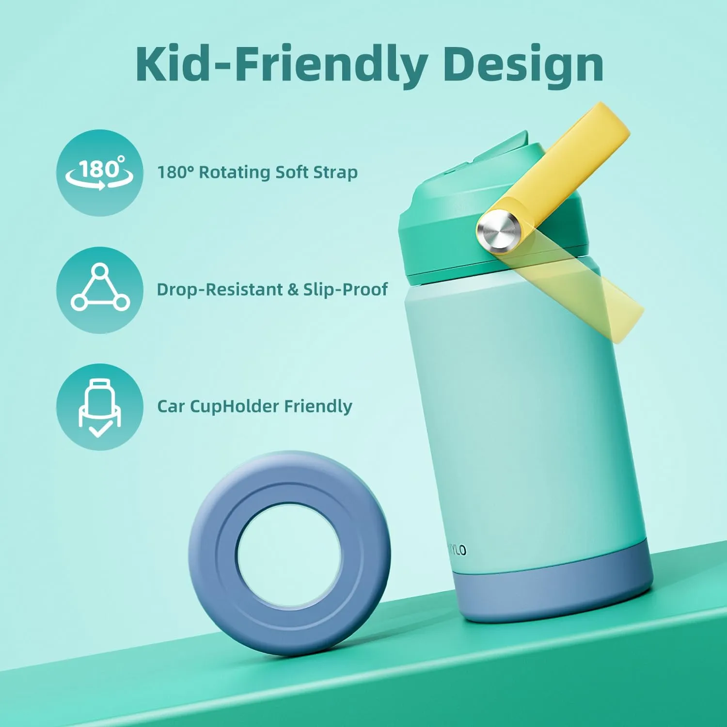 Insulated Water Bottle 12 oz for Boys/Girls, Stainless Steel Hydro Small Flask for School with Straw & Silicone Boot, 100% Leakproof & BPA Free & Keep Cold for 24 Hours