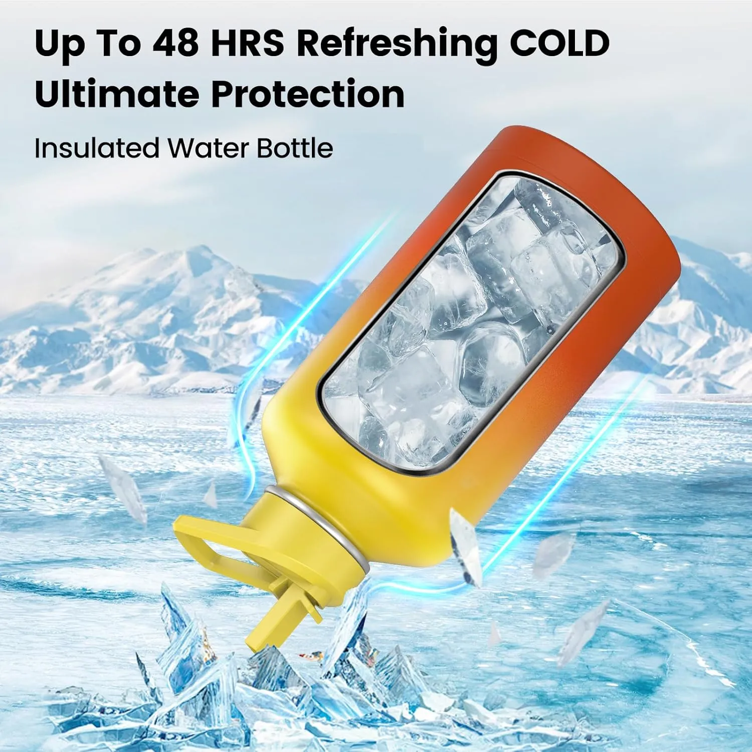 Insulated Water Bottle 40 oz, Triple Wall Vacuum Stainless Steel(Cold for 48 Hrs),Leak Proof & BPA-Free,Simple Modern Water Bottle with Drink-Through Lid & Flip Straw for Sports & Travel, Sunset
