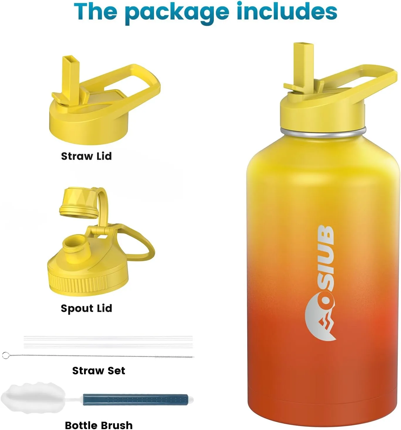 Insulated Water Bottle 40 oz, Triple Wall Vacuum Stainless Steel(Cold for 48 Hrs),Leak Proof & BPA-Free,Simple Modern Water Bottle with Drink-Through Lid & Flip Straw for Sports & Travel, Sunset